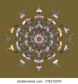 Fine winter ornament. Isolated of vector brown, gray and white snowflakes. Vector illustration. Snowflakes collection.
