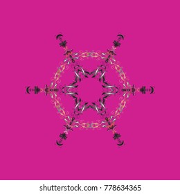 Fine winter ornament. Isolated of vector magenta, gray and purple snowflakes. Vector illustration. Snowflakes collection.