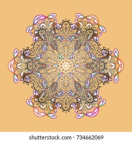 Fine winter ornament. Snowflakes collection. Isolated of vector beige, gray and white snowflakes. Vector illustration.