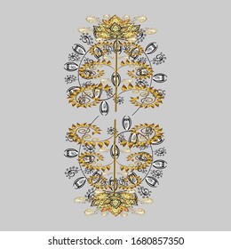 Fine winter ornament. Vector illustration. Snowflakes collection. Isolated of vector golden snowflakes.