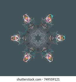 Fine winter ornament. Vector illustration. Snowflakes collection. Isolated of vector blue, gray and neutral snowflakes.