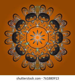 Fine winter ornament. Vector illustration. Snowflakes collection. Isolated of vector orange, gray and brown snowflakes.