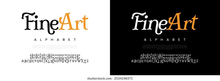 Fineart typography beauty fashion elegant minimalist serif italic fonts decorative wedding vintage retro logos. Minimal luxury font alphabet logo. Vector illustration