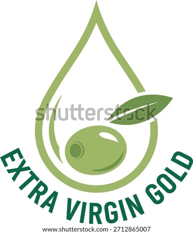 Finest Extra Virgin Gold Olive Oil Seal Drop Leaf Green Vector Illustration