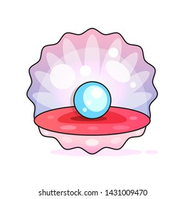 Finest Quality Beautiful Natural Open Pearl Shell Close Up Realistic Single Valuable Object  Vector Illustration