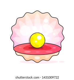 Finest Quality Beautiful Natural Open Pearl Shell Close Up Realistic Single Valuable Object  Vector Illustration