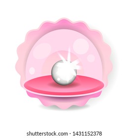 Finest Quality Beautiful Natural Open Pearl Shell Close Up Realistic Single Valuable Object  Vector Illustration