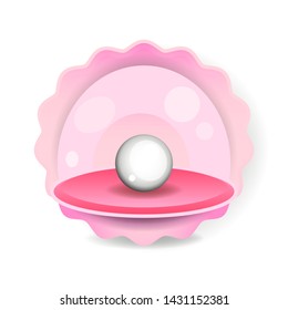 Finest Quality Beautiful Natural Open Pearl Shell Close Up Realistic Single Valuable Object  Vector Illustration