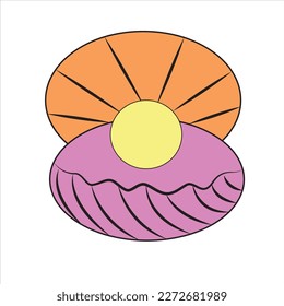 Finest quality beautiful natural open pearl shell close up realistic single valuable object image vector illustration 