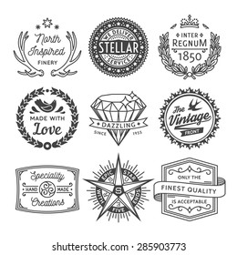 Finest Quality Vintage Graphics, Badges and Insignias Collection with Font Names Specified in Layers