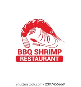 Finest shrimps vintage colorful label invitation to BBQ house and restaurant with delicious healthy grilled food vector illustration