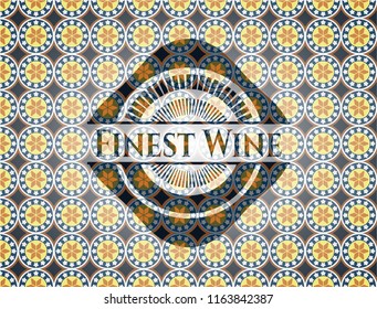 Finest Wine arabic emblem background. Arabesque decoration.