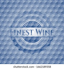 Finest Wine blue emblem or badge with abstract geometric polygonal pattern background. Vector Illustration. Detailed.