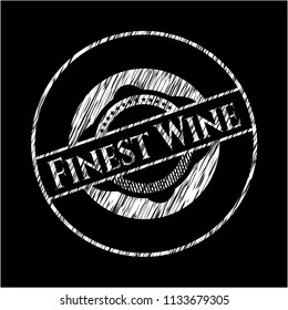Finest Wine chalk emblem written on a blackboard