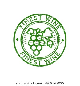 Finest wine grapes distressed stamp badge vector illustration	