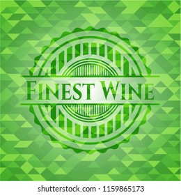 Finest Wine green emblem with mosaic ecological style background