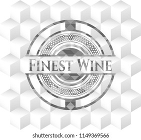 Finest Wine grey badge with geometric cube white background