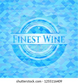 Finest Wine light blue emblem. Mosaic background