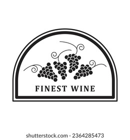 Finest wine stamp, black isolated on white background, vector illustration.