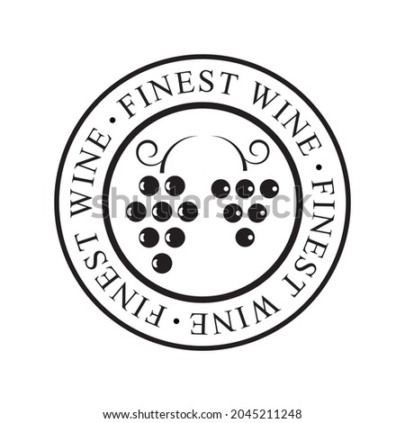 Finest wine stamp, black isolated on white background, vector illustration.
