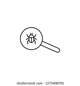 fing bug, magnidier, search icon. Simple outline vector of Web Design Development  set icons for UI and UX, website or mobile application