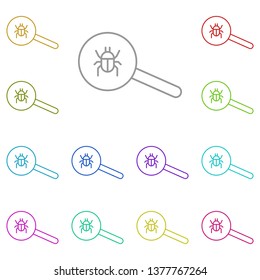 fing bug, magnidier, search multi color icon. Simple thin line, outline vector of Web Design Development icons for UI and UX, website or mobile application