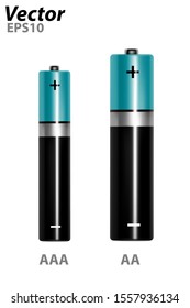 Finger AAA battery in vector.AA battery in vector.The battery is finger alkaline in the vector.