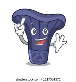 Finger actarius indigo mushroom mascot cartoon