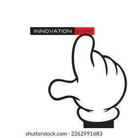 Finger activating innovation on the panel. Vector illustration.