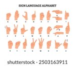 Finger alphabet icon for ASL education poster design education, American Sign Language Alphabet, Dactyl alphabet. Deaf-mutes hand language. Learning alphabet, nonverbal deaf-mute communication.