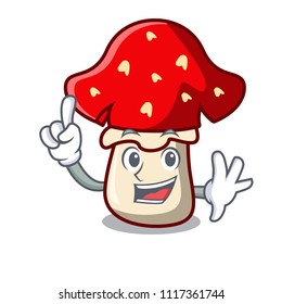 Finger amanita mushroom mascot cartoon