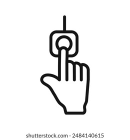 Icono de autenticación de dedo signo de Vector blanco y negro