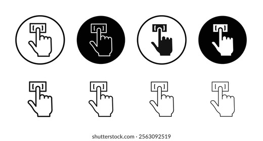 Finger authentication icon Flat outline fill set collection