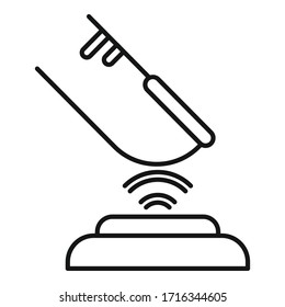 Icono de autenticación de dedos. Icono de vector de autenticación de dedo de esquema para diseño web aislado en fondo blanco