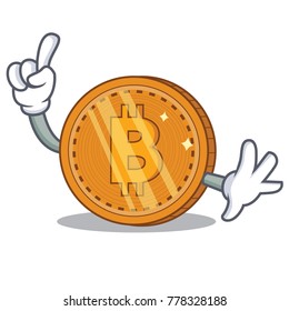 Finger bitcoin coin character cartoon