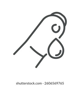 Finger Blood Test Icon. Simple Line Illustration of Capillary Blood Sampling via Finger Prick for Rapid Diagnosis, Home Health Testing, and Monitoring in Medical Applications