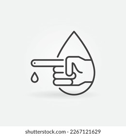 Vector de prueba de sangre Dedo Icono lineal o símbolo del concepto de caída