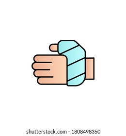 Finger, bone, break, gypsum color gradient vector icon