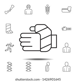 finger, bone, break, gypsum icon. Simple thin line, outline vector element of Bone injury icons set for UI and UX, website or mobile application
