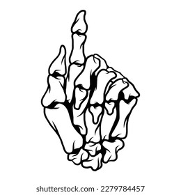 Finger Up Bones Finger Black And White Graphic Vector Illustration