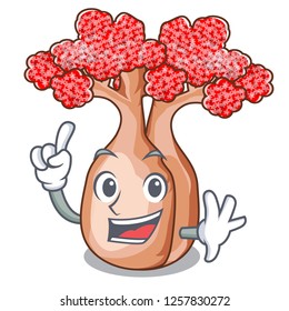 Finger bottle shaped tree on a cartoon