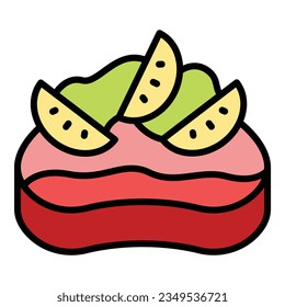 Finger bruschetta icon outline vector. Food starter. Italian menu color flat