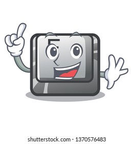 Finger button F on a keyboard cartoon