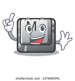 Finger button M isolated in the cartoon
