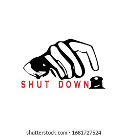 Finger and button to turn off, logo icon