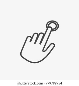 Finger and button vector icon on light grey background