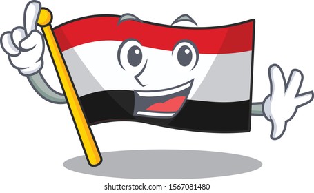 Finger cartoon flag yemen in with mascot