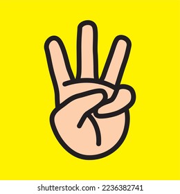 Finger Cartoon Illustration Number Three