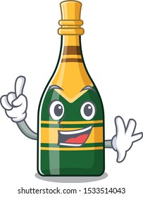 Finger champagne bottle in the cartoon shape