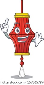 Finger chinese paper lanterns in mascot cartoon character style